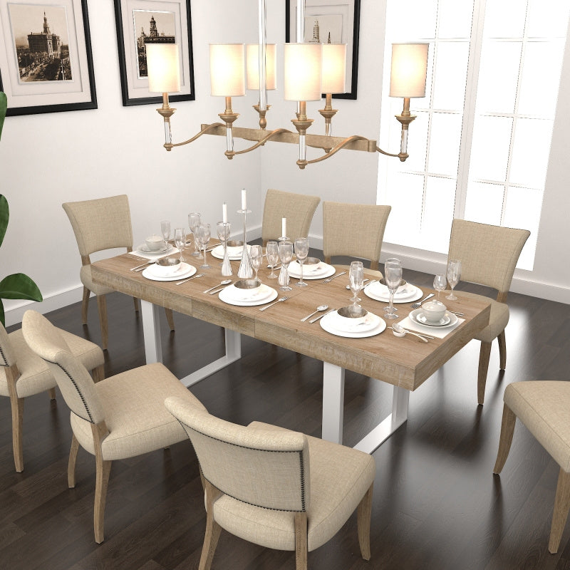 Extendable Dining Room Table for 6 8 10 Modern Farmhouse Wooden Kitchen Expanding Table Long Large Expandable Dining Room Conference Table
