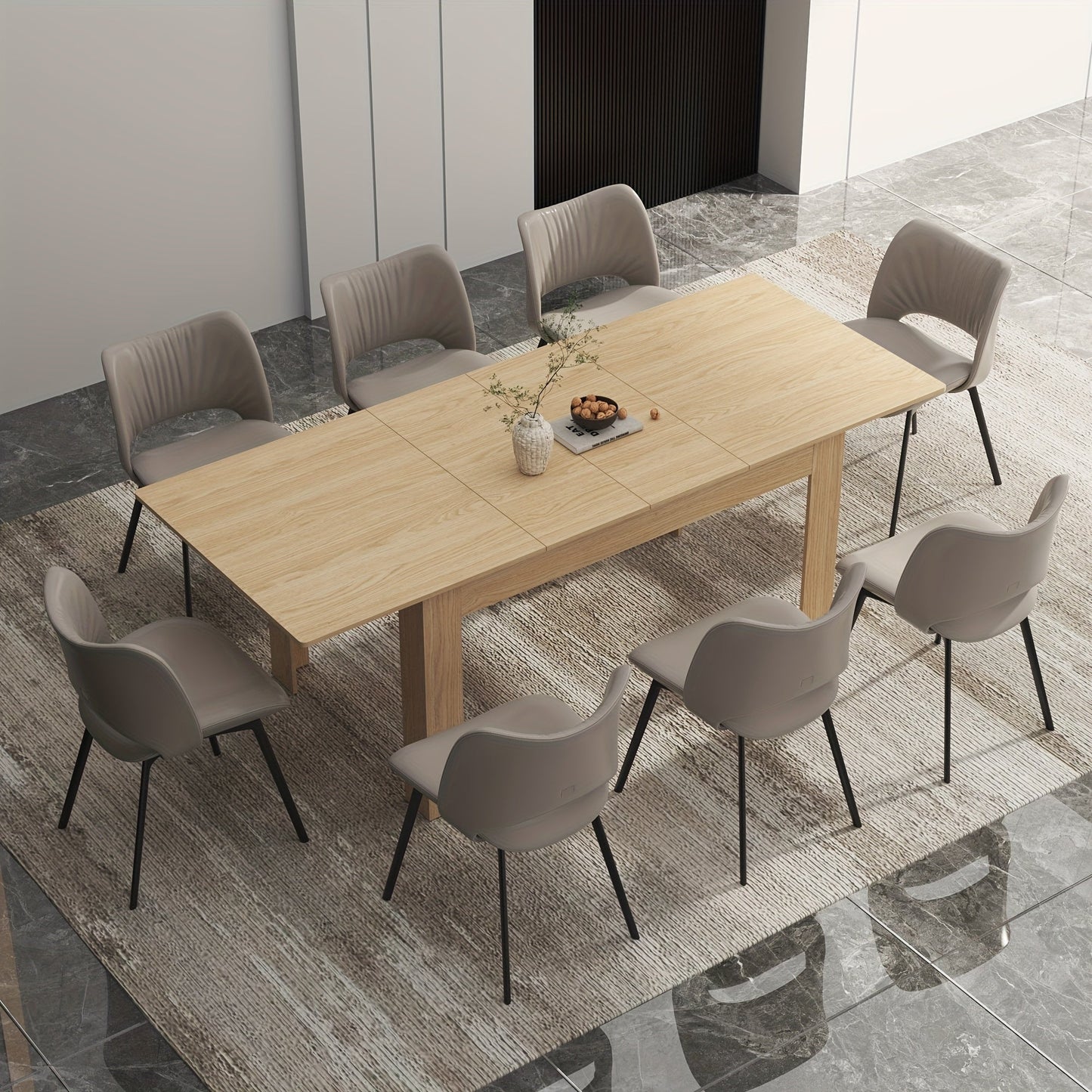 Versatile Table Modern Extendable Wooden Dining Table | 6-10 People | Wooden | Easy Assembly | Dining Room, Kitchen, Office | Contemporary | Easy Assembly
