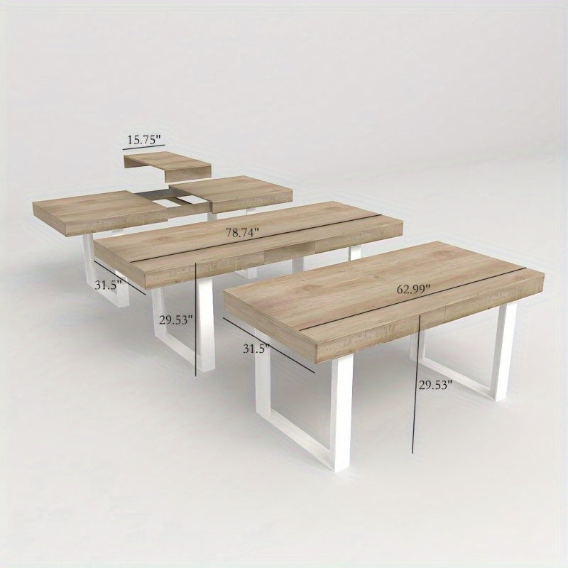 Extendable Dining Room Table for 6 8 10 Modern Farmhouse Wooden Kitchen Expanding Table Long Large Expandable Dining Room Conference Table
