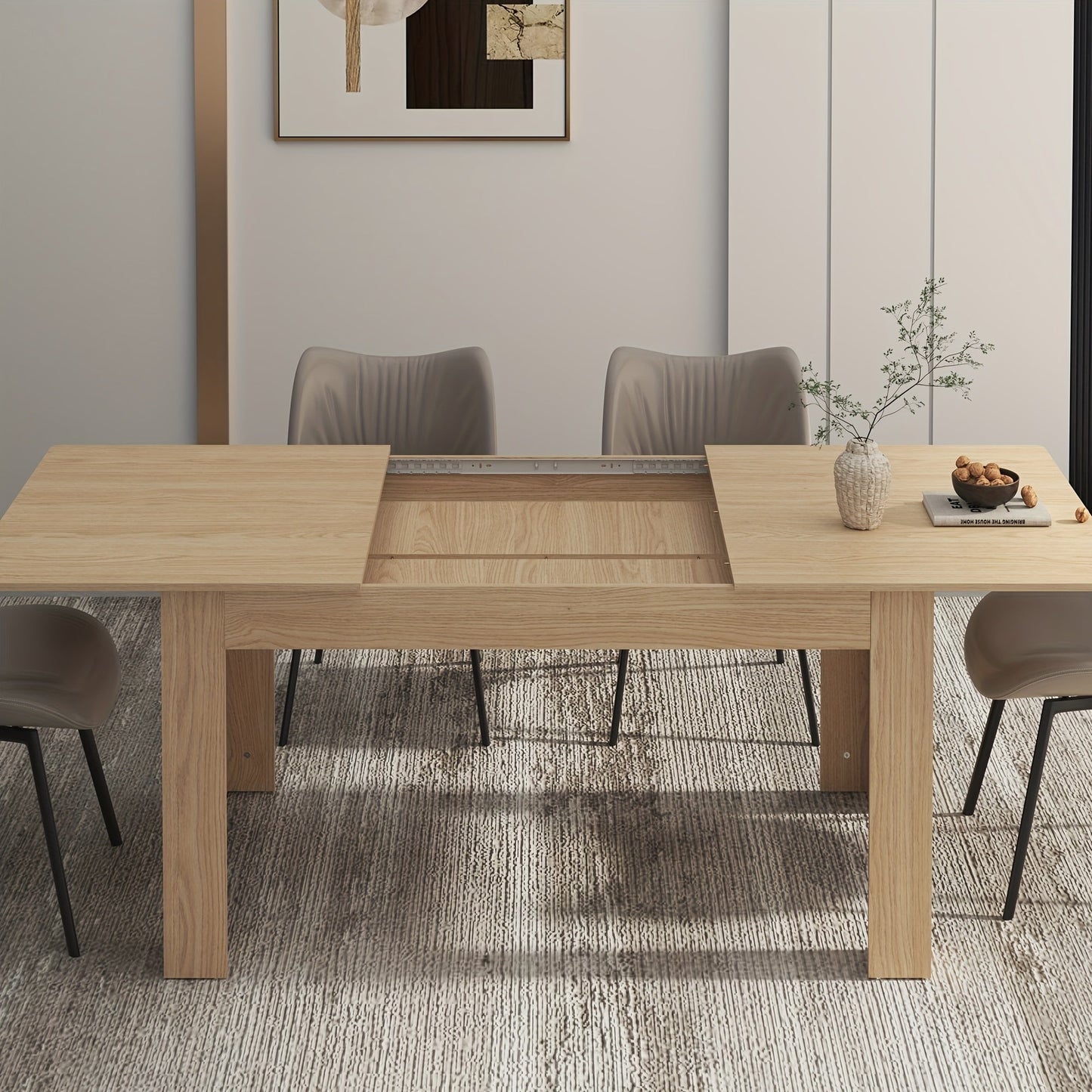 Versatile Table Modern Extendable Wooden Dining Table | 6-10 People | Wooden | Easy Assembly | Dining Room, Kitchen, Office | Contemporary | Easy Assembly