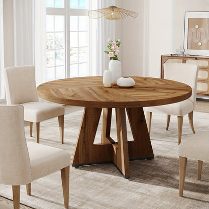 47 Inch Farmhouse Dining Table, Rustic Round Dinner Table for 4, Ideal for Home Dining Room And Living Room, Offering A Countrified Touch to Your Decor
