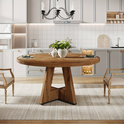 47 Inch Farmhouse Dining Table, Rustic Round Dinner Table for 4, Ideal for Home Dining Room And Living Room, Offering A Countrified Touch to Your Decor