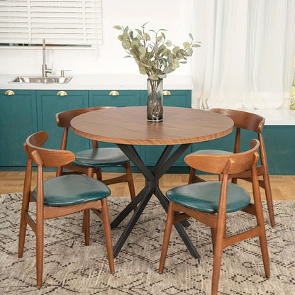 Mid-Century Modern 39 Inch Walnut Round Dining Table