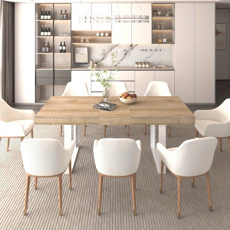 Extendable Dining Room Table for 6 8 10 Modern Farmhouse Wooden Kitchen Expanding Table Long Large Expandable Dining Room Conference Table