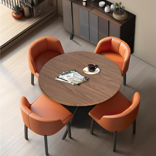Mid-Century Modern 39 Inch Walnut Round Dining Table