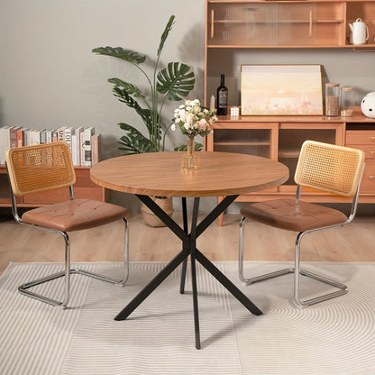 Mid-Century Modern 39 Inch Walnut Round Dining Table