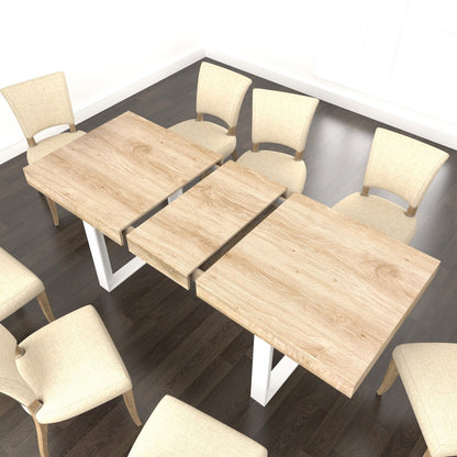 Extendable Dining Room Table for 6 8 10 Modern Farmhouse Wooden Kitchen Expanding Table Long Large Expandable Dining Room Conference Table