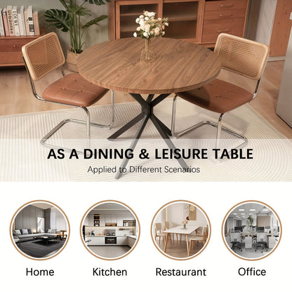 Mid-Century Modern 39 Inch Walnut Round Dining Table