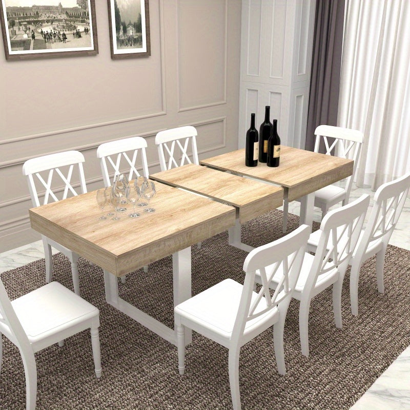 Extendable Dining Room Table for 6 8 10 Modern Farmhouse Wooden Kitchen Expanding Table Long Large Expandable Dining Room Conference Table