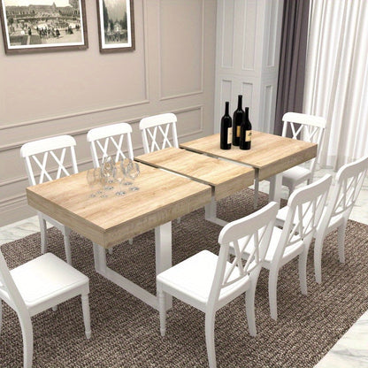 Extendable Dining Room Table for 6 8 10 Modern Farmhouse Wooden Kitchen Expanding Table Long Large Expandable Dining Room Conference Table