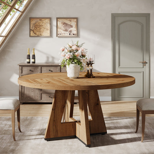 47 Inch Farmhouse Dining Table, Rustic Round Dinner Table for 4, Ideal for Home Dining Room And Living Room, Offering A Countrified Touch to Your Decor