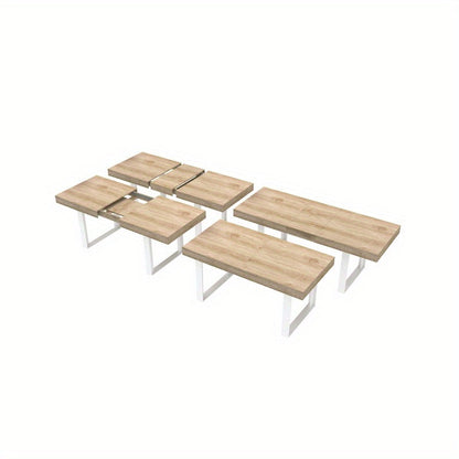 Extendable Dining Room Table for 6 8 10 Modern Farmhouse Wooden Kitchen Expanding Table Long Large Expandable Dining Room Conference Table