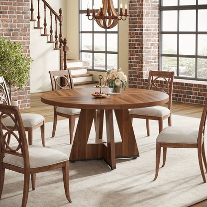 47 Inch Farmhouse Dining Table, Rustic Round Dinner Table for 4, Ideal for Home Dining Room And Living Room, Offering A Countrified Touch to Your Decor